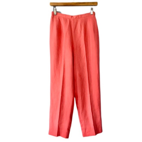 Talbots Coral Irish Linen Trouser Pants Size 4 Petite - Picture 2 of 8